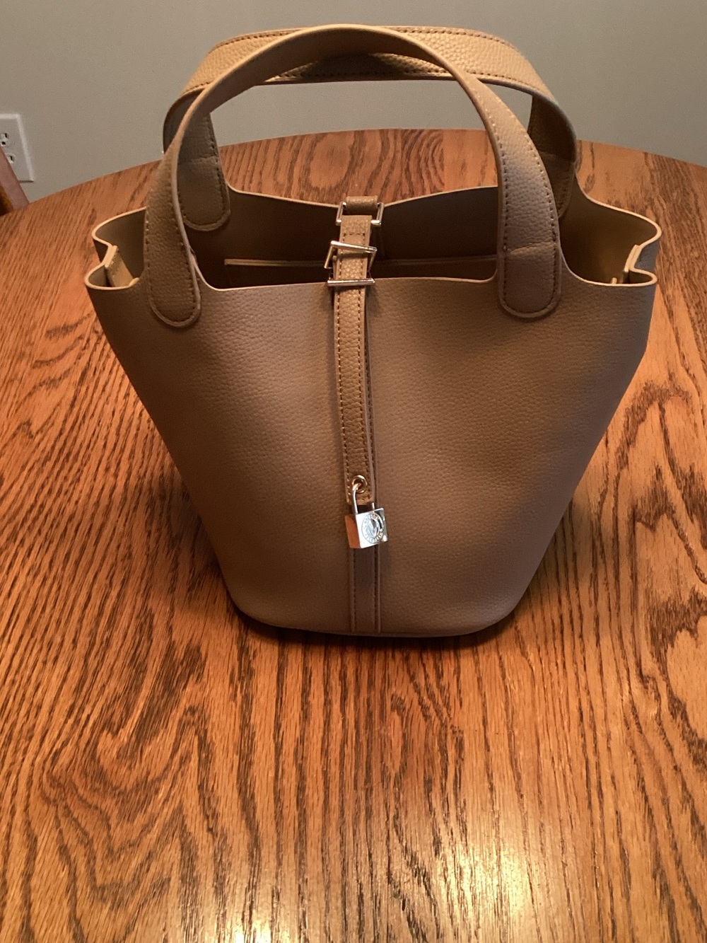 Classic Light Taupe Bucket  Handbag